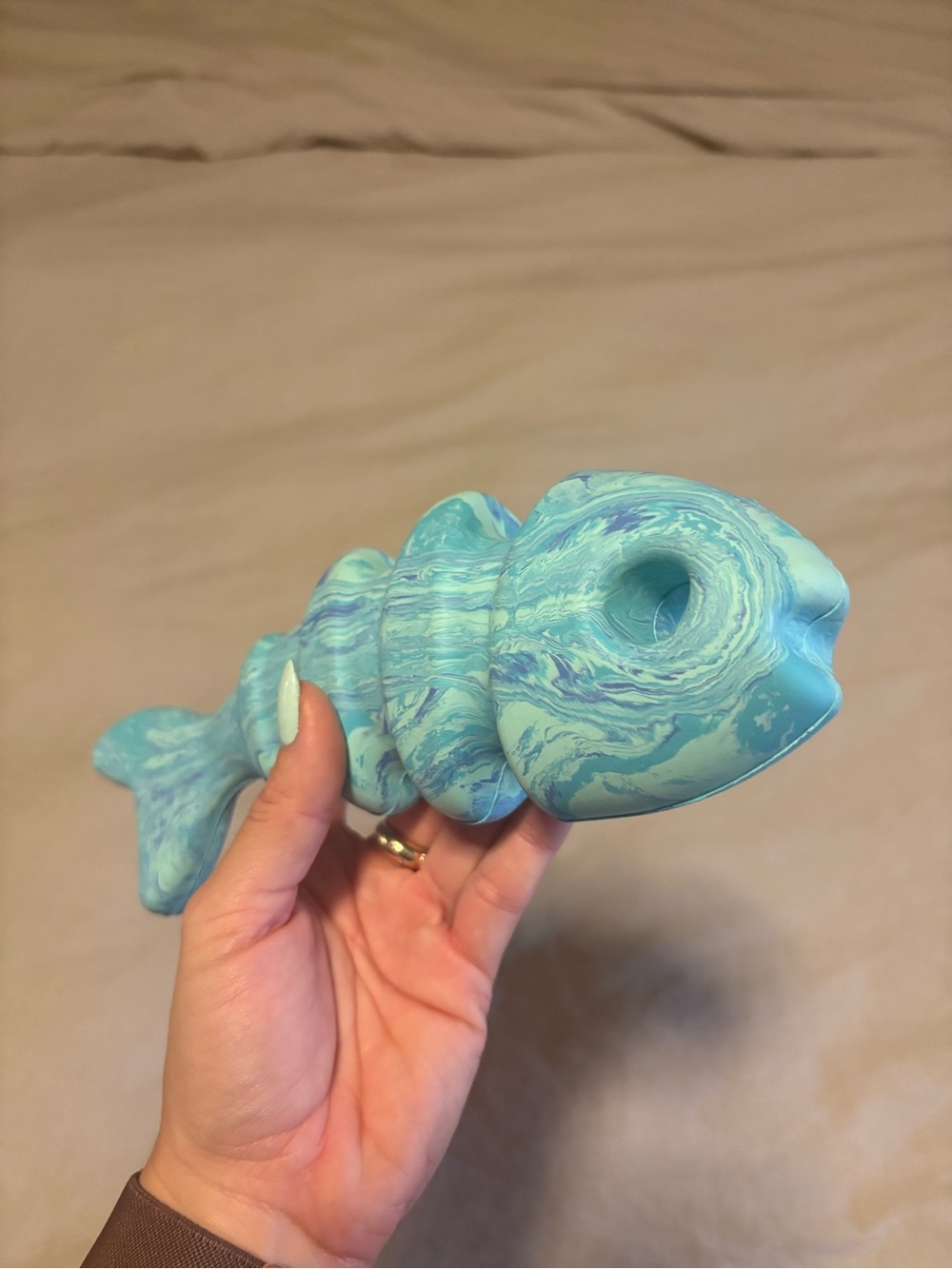 Teal Fish Dog Chew Toy - Picture 4 of 9